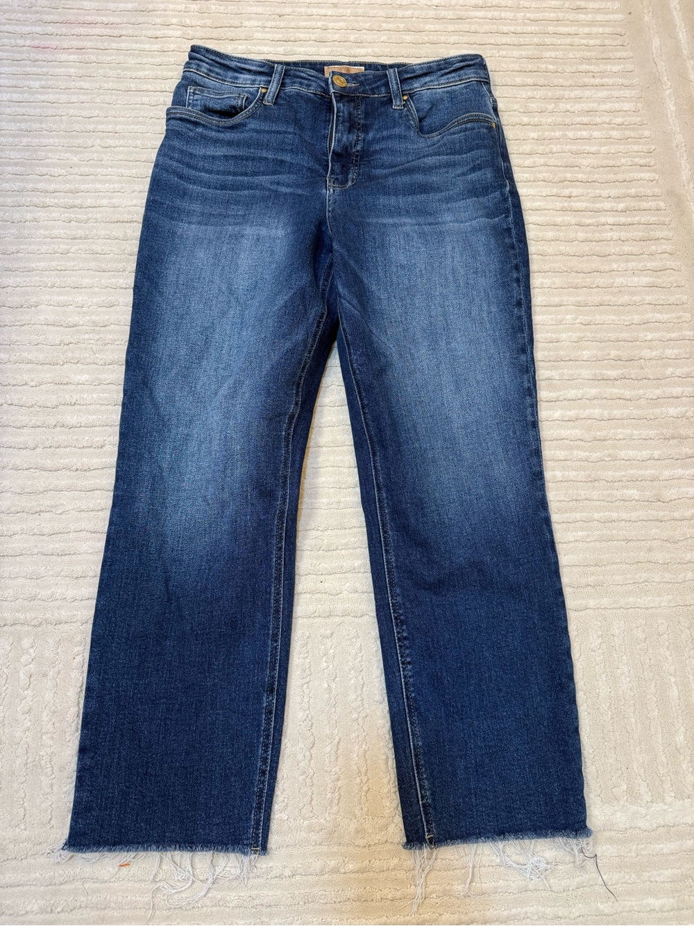 KUT From the Kloth Rachael Fab Ab High Rise Mom Jeans Raw Hem Size 10